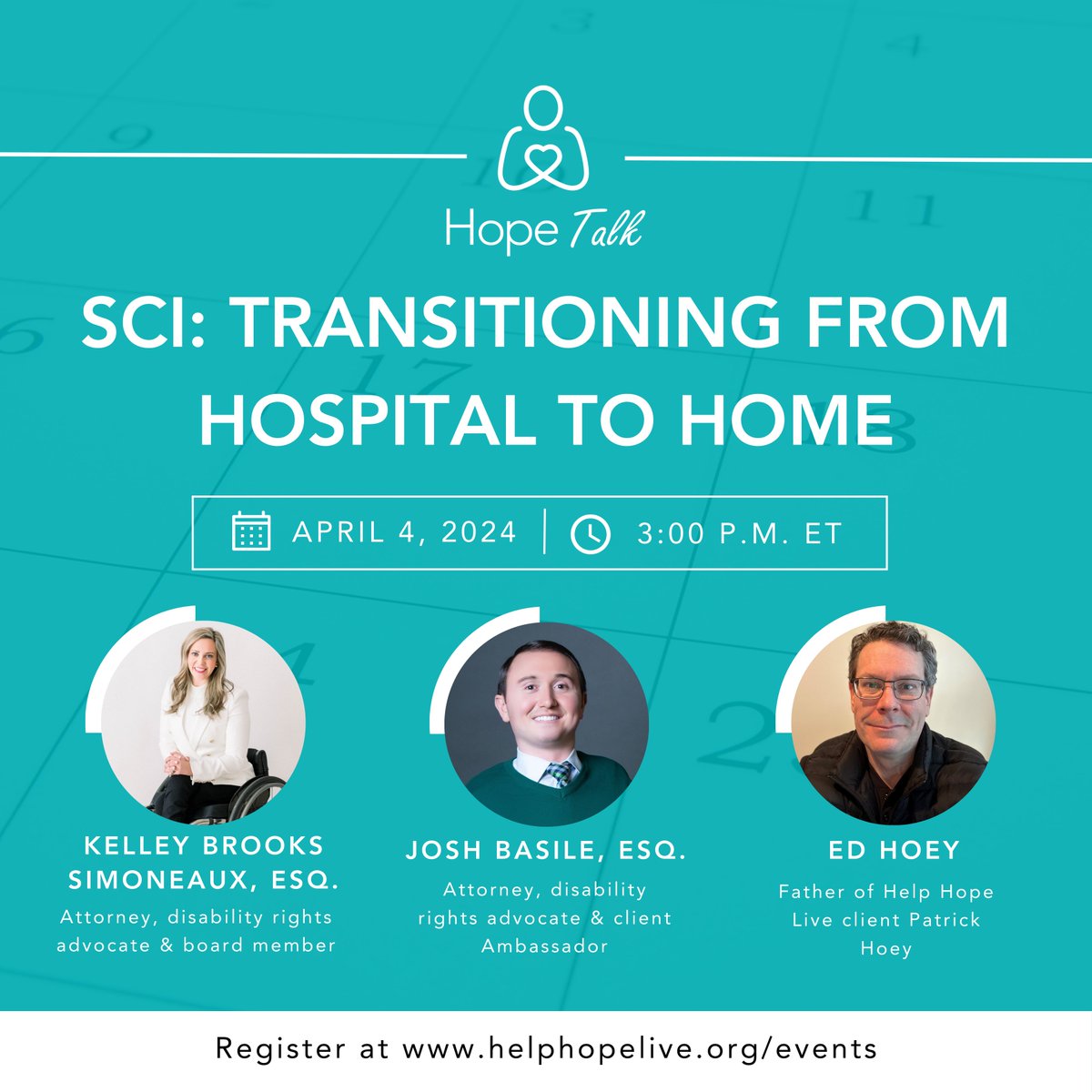 Going home after a spinal cord injury is a huge step in your recovery, but it is just the first step. Join us on Thursday, April 4 at 3 p.m. ET for a conversation about what it means to be going “home” and how best to adjust to your new life. helphopelive.org/event/sci-tran…