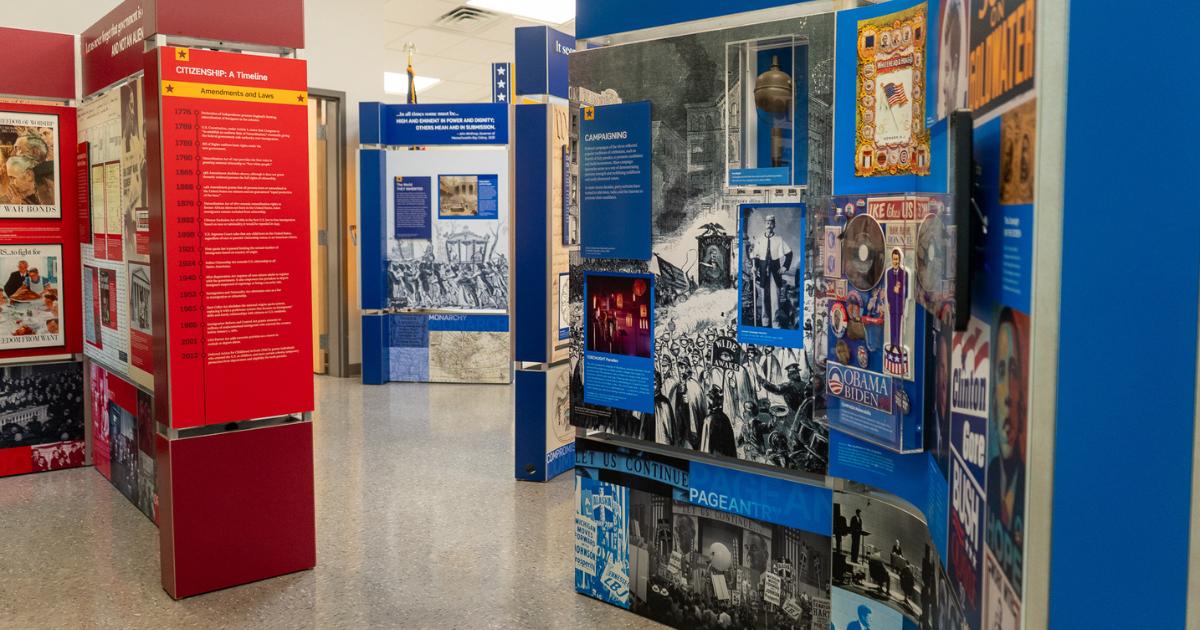 The Smithsonian has landed in #Florida! @sitesExhibits's 'Voices and #Votes: #Democracy in America' #exhibition is open now through May 19 at @sulphurmuseum in #Tampa. See the exhibit tour dates: bit.ly/3Tyb602 #FLHumanities #museums #history #humanitiesforall