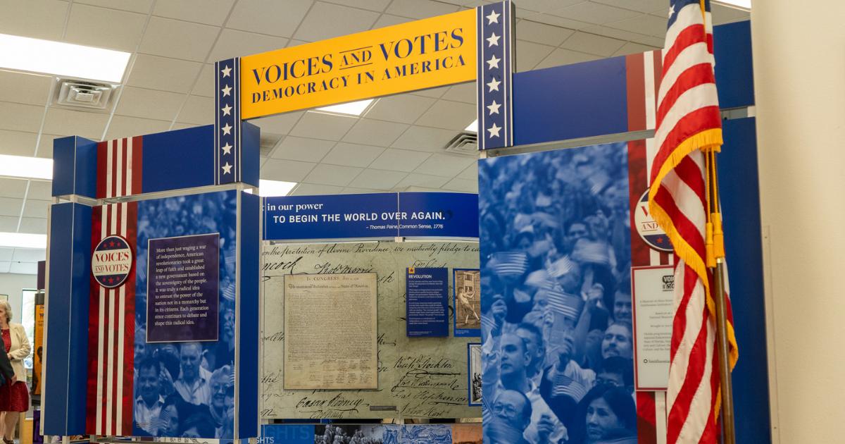 FlHumanities's tweet photo. The Smithsonian has landed in #Florida!
@sitesExhibits's "Voices and #Votes: #Democracy in America" #exhibition is open now through May 19 at @sulphurmuseum
in #Tampa.
See the exhibit tour dates: https://t.co/YtGkEGBkI6
#FLHumanities #museums #history #humanitiesforall https://t.co/ONyZrnj9v2