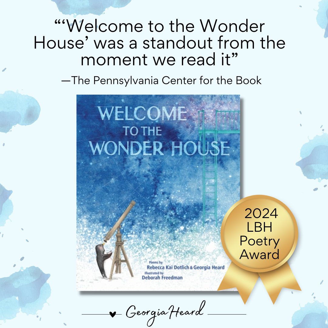 I'm absolutely thrilled and deeply honored that Welcome to the Wonder House has been awarded the prestigious 2024 Lee Bennett Hopkins Poetry Award! Huge thanks to The Pennsylvania Center for the Book and to our phenomenal team @Rebeccakai @DeborahFreedman and @Rebeccamdav ❤️