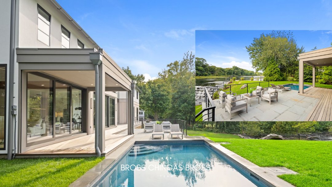 This backyard boasts breathtaking views of the Saugatuck River &amp; Lee's Pond. Imagine cooling off in the pool, grilling on the patio, and unwinding with this scenery all summer long. Make this home yours today! Info@BrossChingas.com

73 Richmondville Ave | #WestportCT  $4,250,000