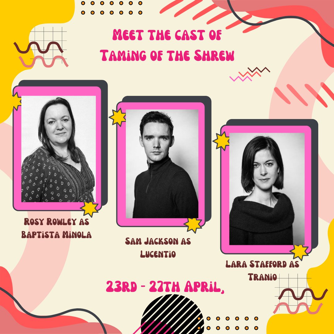 York Shakespeare Project (@yspyork) on Twitter photo Hello Shakespeareans,
Let us introduce our cast properly!
Rosy Rowley as Baptista Minola, Sam Jackson as Lucentio and Lara Stafford as Tranio.
Lets see how this fab cast does with a 70's vibe and do buy tickets via <a href="/41monkgate/">Theatre@41</a> or head to our linktr.ee to get them. Hello Shakespeareans,
Let us introduce our cast properly!
Rosy Rowley as Baptista Minola, Sam Jackson as Lucentio and Lara Stafford as Tranio.
Lets see how this fab cast does with a 70's vibe and do buy tickets via <a href="/41monkgate/">Theatre@41</a> or head to our linktr.ee to get them.
