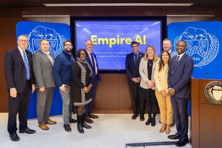 Last Friday, elected officials and #UBuffalo leadership assembled to express their support behind Empire AI, the statewide consortium @GovKathyHochul announced that will put NYS at the forefront of responsible #AI innovation. #UBSEAS Learn more here: ubseas.info/3xedZM4