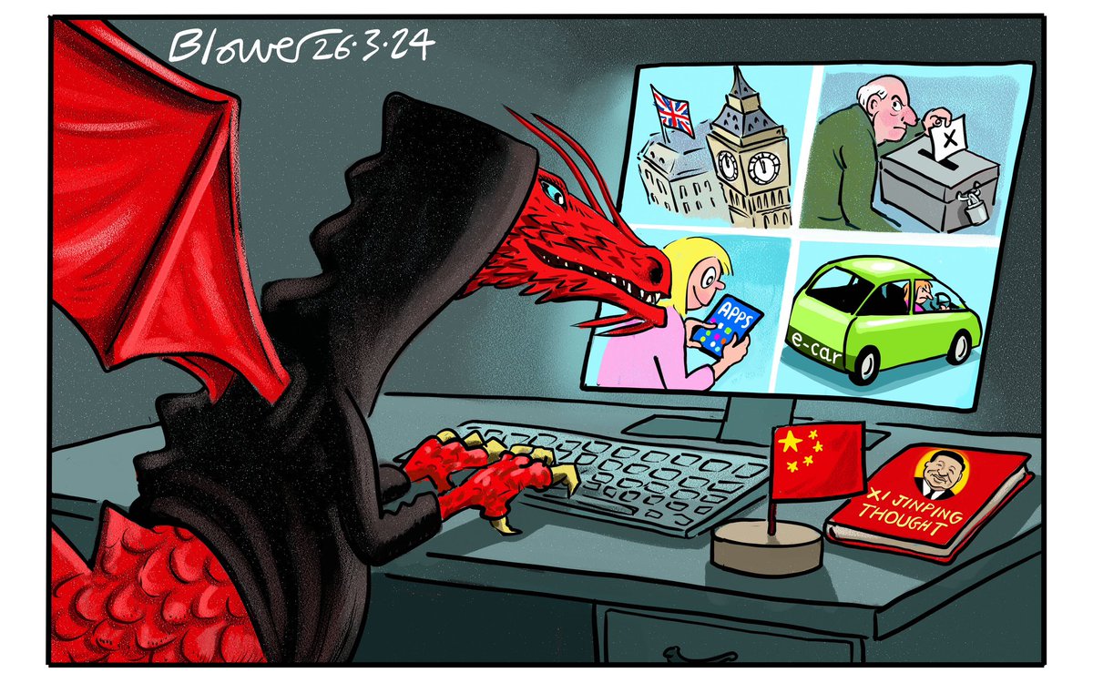 Telegraph cartoon 26.3.24 #china #chinaspying #chinahacking