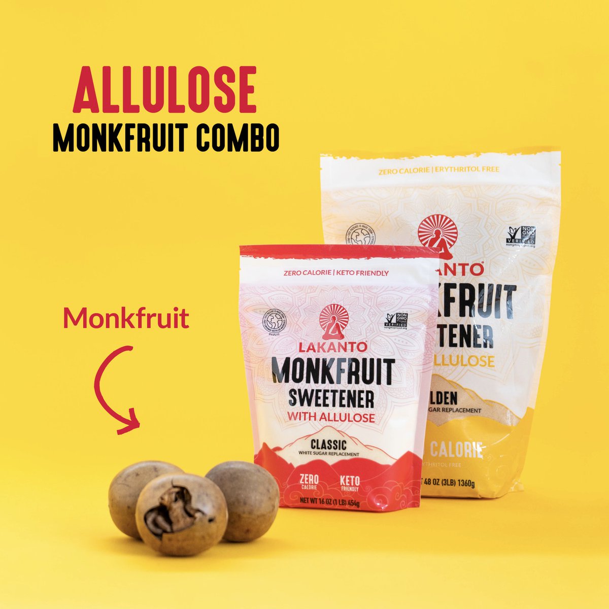The SWEETEST combo!🍈
Using our perfected blending process, we combined the functional benefits of allulose with the sweetness of our signature Monkfruit Sweetener! This blend has been crafted to match the flavor and texture of sugar to make every taste the sweetest experience.