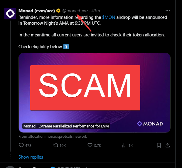 blessed0208's tweet photo. @monad_xyz @Balancer yoyoyo community watch out this is bonad scamming https://t.co/AUmkxp8w8W