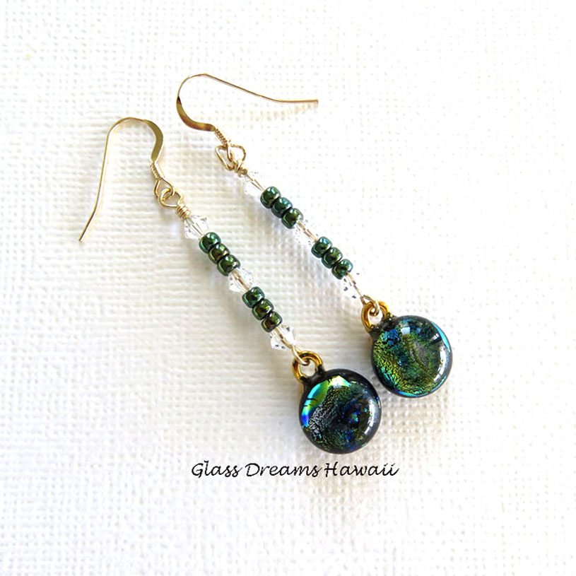glassdreamshawaii.etsy.com/listing/257682… Dichroic Glass Dangle Earrings #handmade #stylishearrings #giftideas