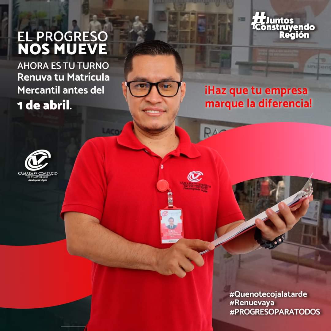 diegonoticias's tweet image. 🔝👐🏻 Renueva tu Matrícula Mercantil hasta el 1 de abril y disfruta de todos los servicios. Recuerda que puedes hacerlo en la web ccv.org.co. 📲 Descarga la aplicación o llama al call center y resuelve todas tus dudas✅

#ProgresoParaTodos #JuntosConstruyendoRegión