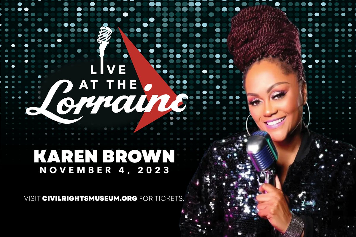 Join us & the talented ​Karen Brown for the #LiveAtTheLorraine music series event on 4/6 at 7pm! The event is a dynamic homage to the #CivilRightsMovement, seamlessly blending the rhythms of history with the beats of today's struggles & achievements. tr.ee/LiveAtTheLorra…