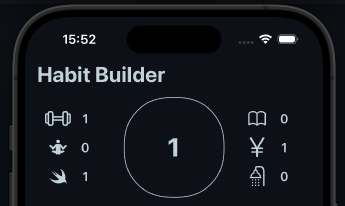 The view for the total days you are tracking has been completed, completing the Habit Builder view thus far.

Next steps:
- Implement a function to add new habits.
- Implement a function to delete existing ones.

#buildinpublic #iosdev #mobiledevelopment