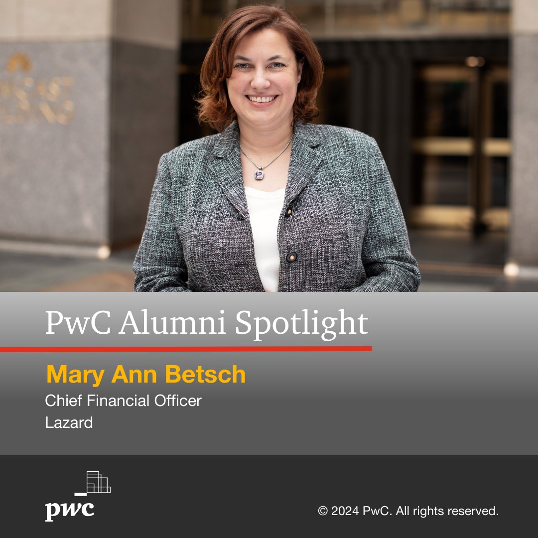 PwC Alumni and Lazard’s Chief Financial Officer, Mary Ann Betsch, shares her passion for numbers, people, and constant learning. Read more as Mary Ann talks about how her experience helped her grow as a leader. pwc.to/3xci6Iw