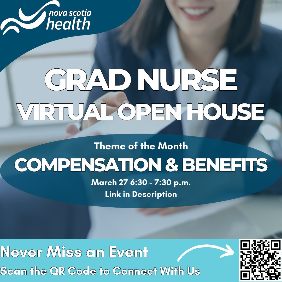 🌟 Nova Scotia Health's Grad Nurse Virtual Open House is on March 27 from 6:30 -7:30 p.m.! 🌟

🔗 Join the conversation via Teams: shorturl.at/bsyC1 

#NursingCareers #GradNurse #NovaScotiaHealth #OpenHouse