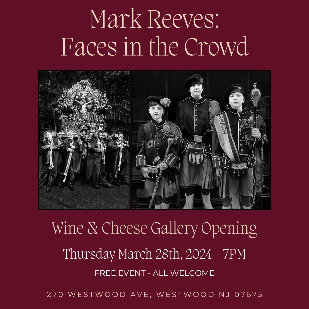 Only a few more days until the opening night of Mark Reeves: Faces in the Crowd! We hope to see you there!

Register for free: eventbrite.com/e/mark-reeves-…

#bergencountycamera #photography #shoplocal #bergencounty #nikon #canon #bestofnewjersey #njphotographers #supportsmallbusiness