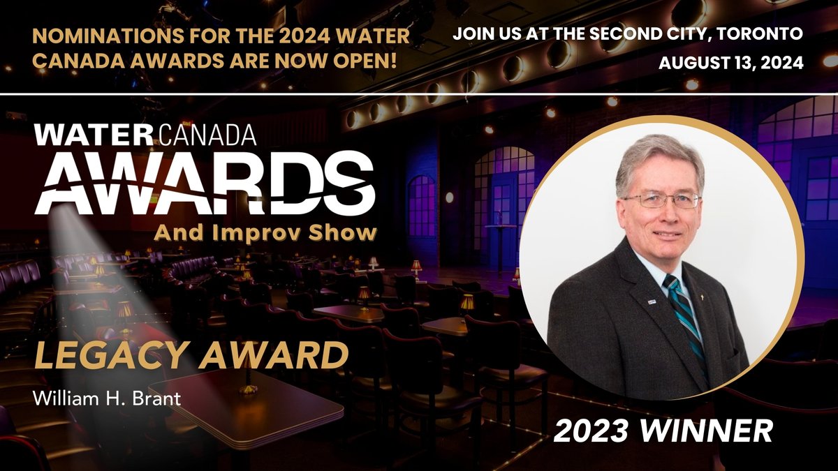 Last year at the #WaterCanadaAwards, we were proud to present the Legacy Award to William H. Brant. Nominations for the 2024 Awards are open now until April 4th. docs.google.com/forms/d/e/1FAI… #WaterCanadaAwards #WaterAwardsNominations #WaterAwardsSponsorship #WaterCanada