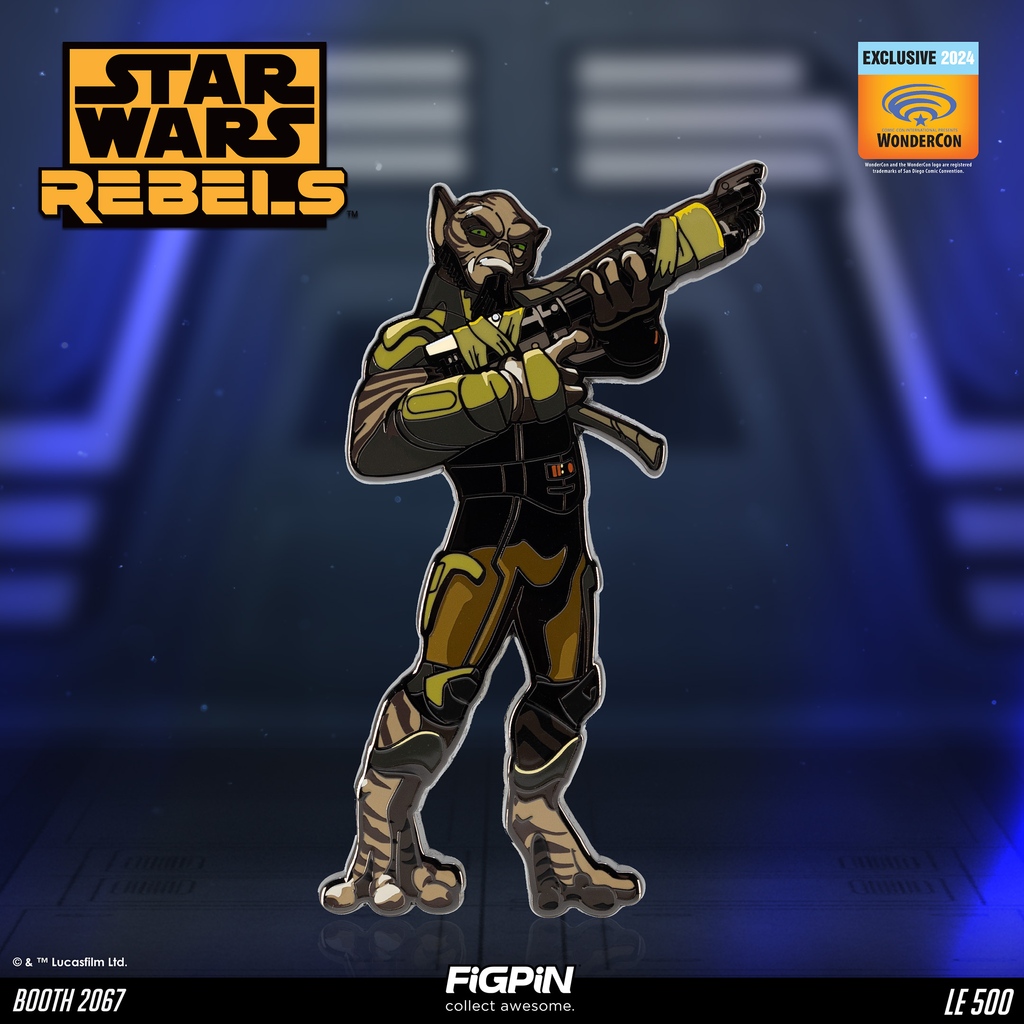 The Muscles of the Ghost Team - Zeb (1635) stars as one of FiGPiN’s official Wondercon exclusive enamel pins! From STAR WARS REBELS™, Zeb is a limited edition FiGPiN with a 500 run size. Stop by Booth #2067 during Wondercon Weekend!