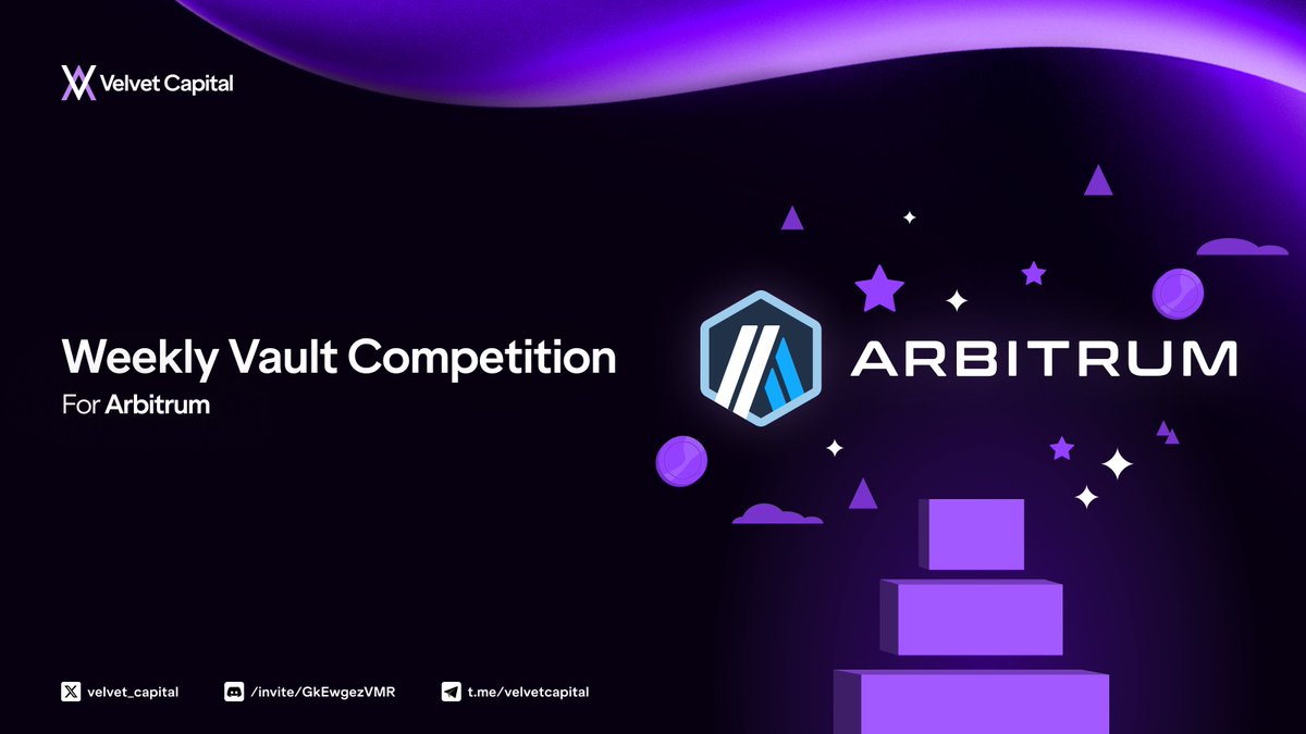 Velvet_Capital's tweet photo. Participate in our weekly Arbitrum Vault Competition where 20 vaults will receive a share of 3,000+ points each week 

Requirements:
🟣 $500 minimum TVL by Vault Manager
🟣  Retweet &amp; Comment Vault Name to let us know 

More Details in thread⬇️ https://t.co/qGee5JmgID