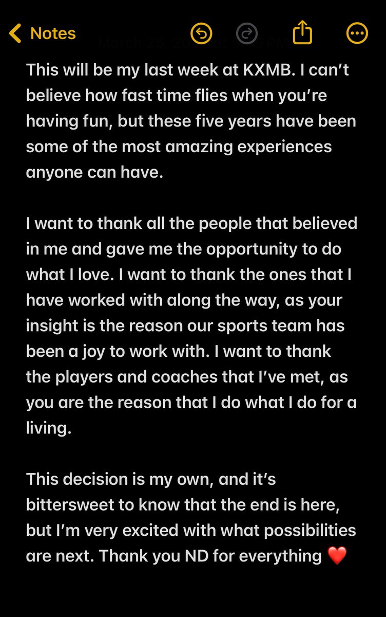 Some career news:

Friday will be my last day at KXMB. It’s been a ton of fun and I wouldn’t trade it for anything. Thank you North Dakota! ❤️