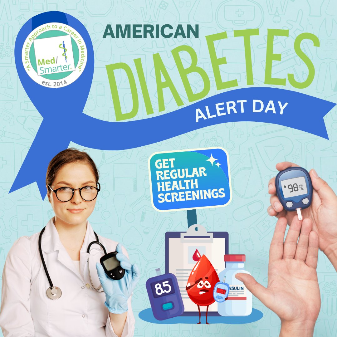 MedSmarter's tweet image. 🩺 It's American Diabetes Alert Day! 🚨 #Regularcheckups are essential in managing diabetes effectively. Early detection can lead to better outcomes. Let's make #health a priority &amp;amp; encourage others to do the same.

#DiabetesAlertDay #MedSmarter #HealthAwareness #IMG #MBBS
