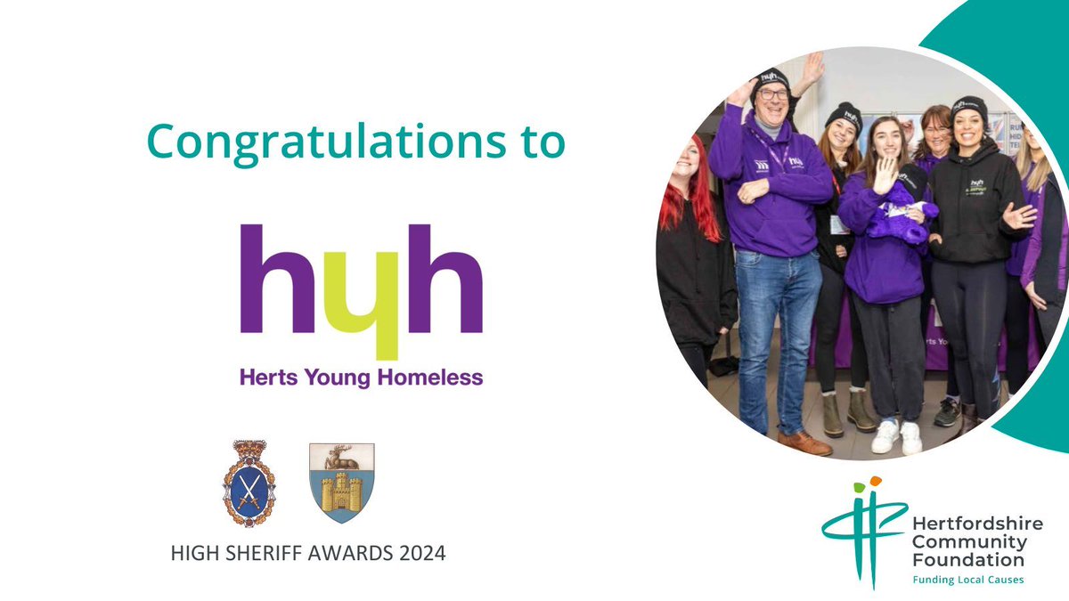 🙌 @hyhnews in Hatfield has won a High Sheriff award! 🏆👏 Recognised for their vital support to young people & families, ensuring direct support to avoid young people becoming homeless. 🏡Huge congrats to the HYH team for their amazing work! #HighSheriffAwards2024 @hertssheriff