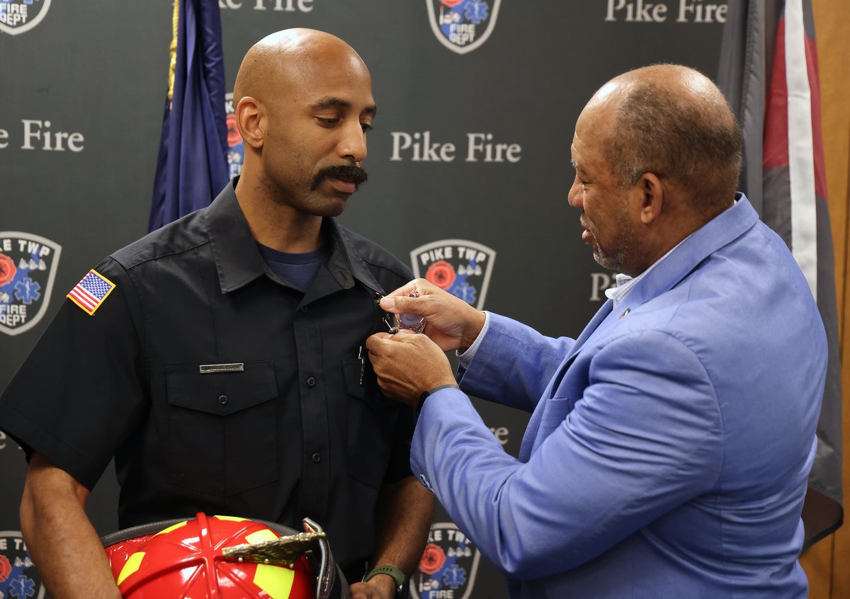 PikeTwpFire's tweet photo. Today we took a few moments to recognize Cameron Wadlington on his well-deserved promotion to Lieutenant. Congratulations! #pikefire. #PTFD https://t.co/X8Hszb0h7F