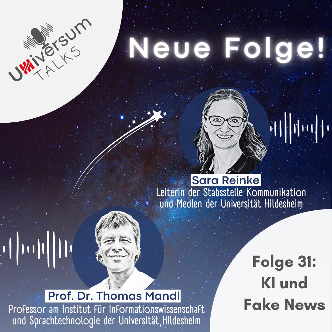 Neuer Podcast: Interview zu KI und Fake News. Wie kann Fake News erkannt werden? Welche Rolle spielt KI?
uni-hildesheim.de/podcast/detail…
#unihildesheim #podcast #ki #informationswissenschaft #fakenews #interview 🎤🎧