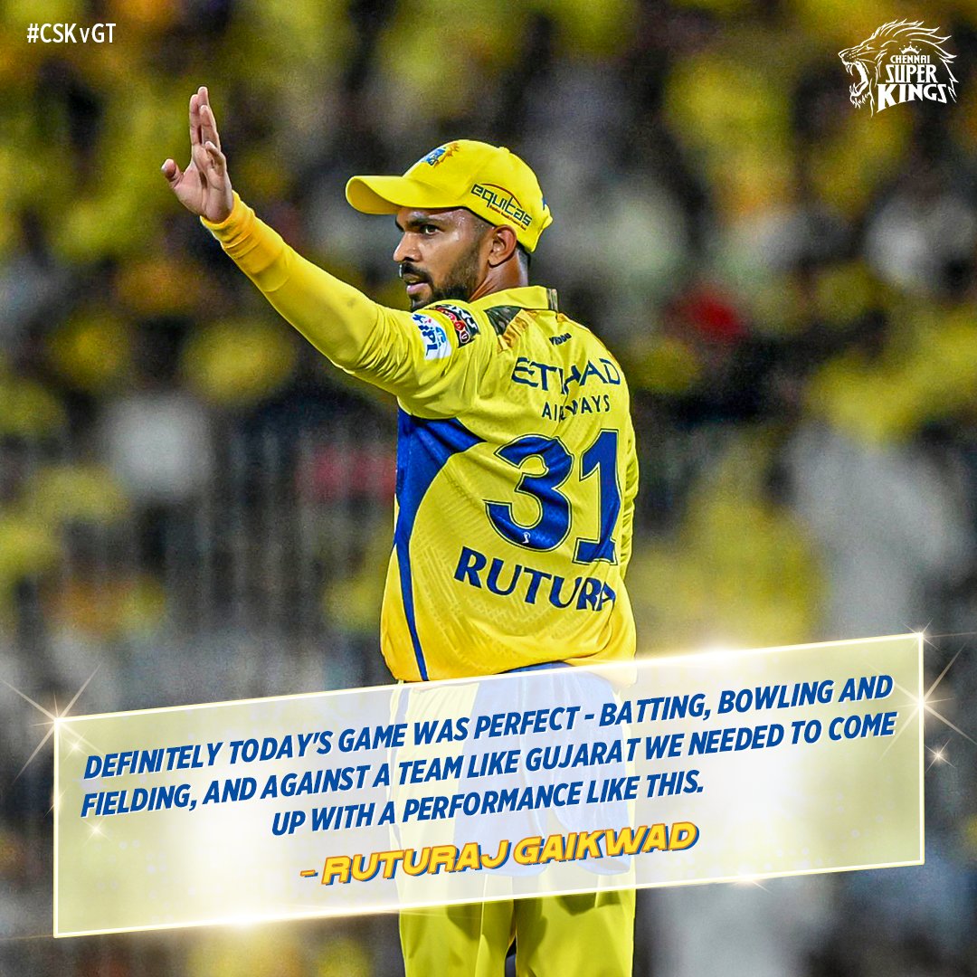 ChennaiIPL's tweet photo. Reflections ft. Captain Rutu! 🦁🌟

#CSKvGT #WhistlePodu #Yellove 🦁💛 https://t.co/Louv9j5lUP