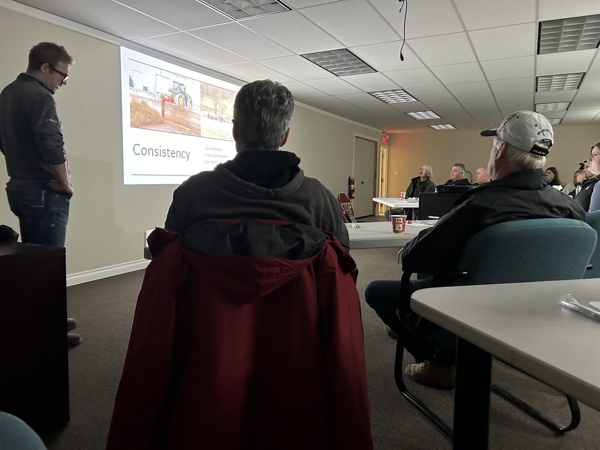 Thank you Sharpe Farm Supplies for the invitation to your grower meeting today.  Great job Izabel, Nick, Michael, and Greg. Nitrogen management, soil/manure sampling, variable rate application, and foliar nutrients. #PurYield #ControlledReleaseFertilizer #NutrientUseEfficiency