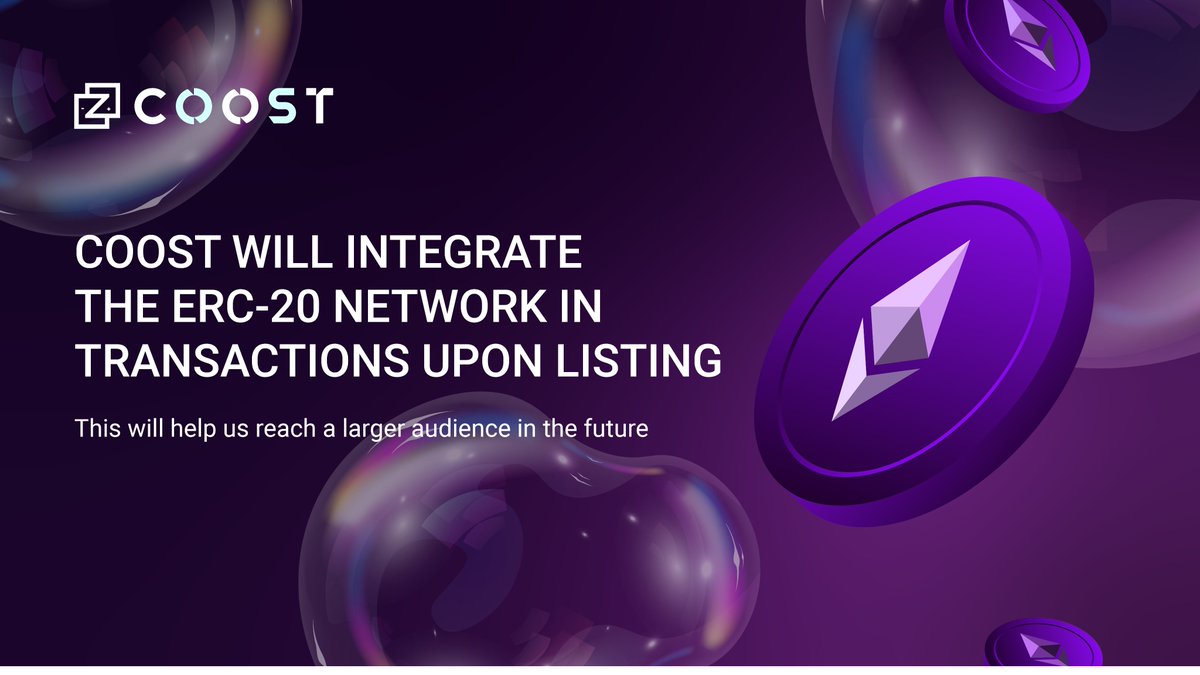 coost_streaming's tweet photo. 🔼 Soon we will incorporate the ERC-20 network in Coost's protocol. We will do the first transactions with the ERC-20 network when the $OTT token is listed. This will help us reach a larger audience in the future.

🔥 Don't miss the opportunity to own $OTT tokens at: https://t.co/s2OHHaGPJ0

#Coost #Ethereum #ERC20