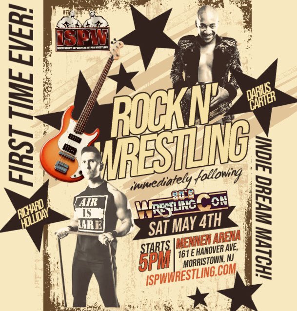 Major Independent Wrestling Dream Match signed for ISPW ROCK & WRESTLING 3 @ Mennen Sports Arena in Morristown, NJ on May 4th following @80sWrestlingCon‼️ ⭐️ FIRST TIME EVER ⭐️ RICHARD HOLLIDAY VS. DARIUS CARTER 🎟️: ISPWWrestling.com