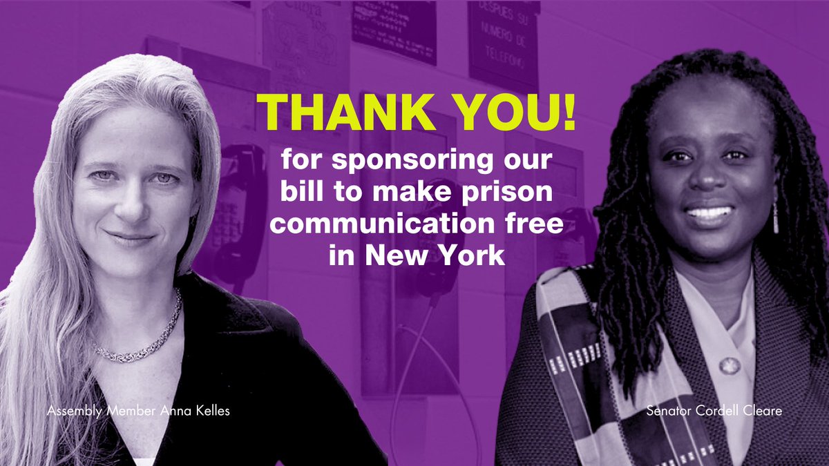 Thank you to @AMKelles and @SenatorCCleare for cosponsoring legislation to make prison communication free for incarcerated people and their loved ones in New York! We need the NY Governor and legislature to include free prison communication in the budget!