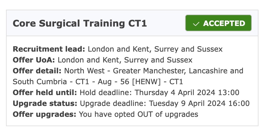 So very surreal to have accepted my top choice Paediatric Surgery CST job in Manchester. A full circle moment going back to the place where I was operated on throughout my teens. 

What a dream 🥳