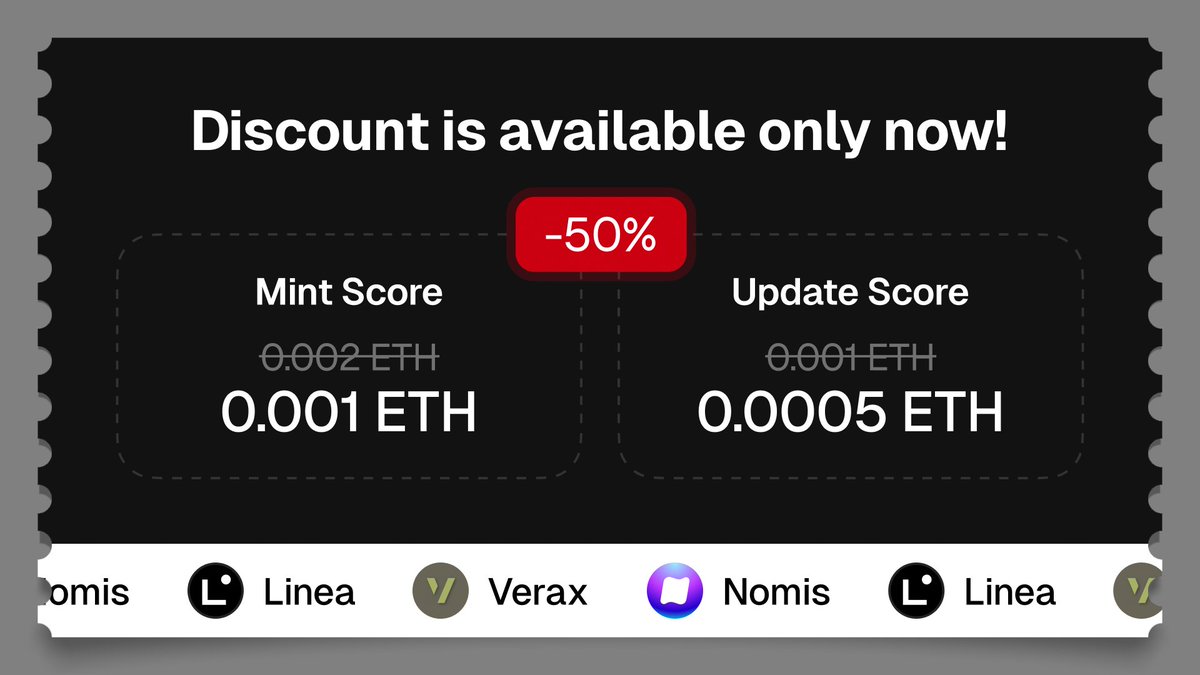 0xNomis's tweet photo. 🛂 @LineaBuild's PoH Attestation is now even more accessible! Get yours at discount to access LXPs 🔗 https://t.co/jJLbrwGbQF

- Mint Linea Score for 0.001 ETH
- Update Linea Score for 0,0005 ETH
- Claim @VeraxRegistry Attestation for Free

1/ What's the occasion though? 🤔 https://t.co/nHKt18CQIs