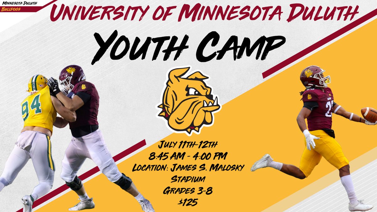 For all the Young Dogs out there, July 11-12th we will be hosting our Youth Camp! Great opportunity to develop and learn the game of football! Sign up with the link below: bulldogsfootballcamps.totalcamps.com/shop/product/3…