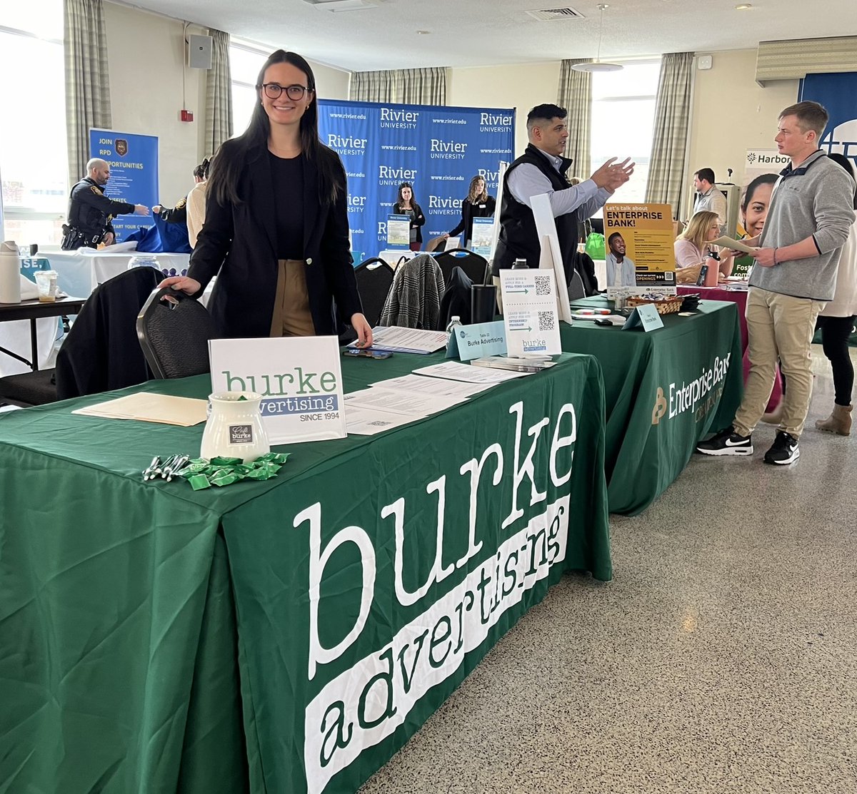 We are excited to be at Rivier University - Business, Arts & Sciences Career Fair 2024 today! We connected with talented students and discussed future career opportunities at Burke Advertising. #CareerFair #RivierUniversity #marketingjobs #joinburke #burkeadvertising