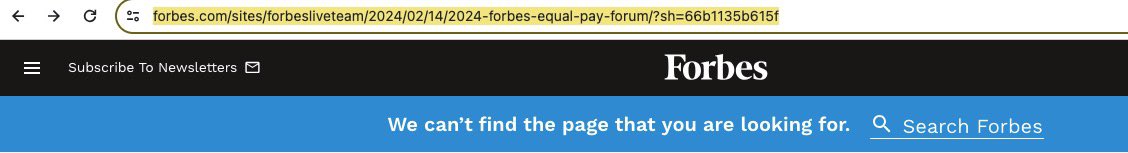 What happened @Forbes? The web page for tonight’s Equal Pay Day Forum is down. Did panelists drop out? Is the event canceled? Are you finally going to make pay equity a priority in our newsroom?