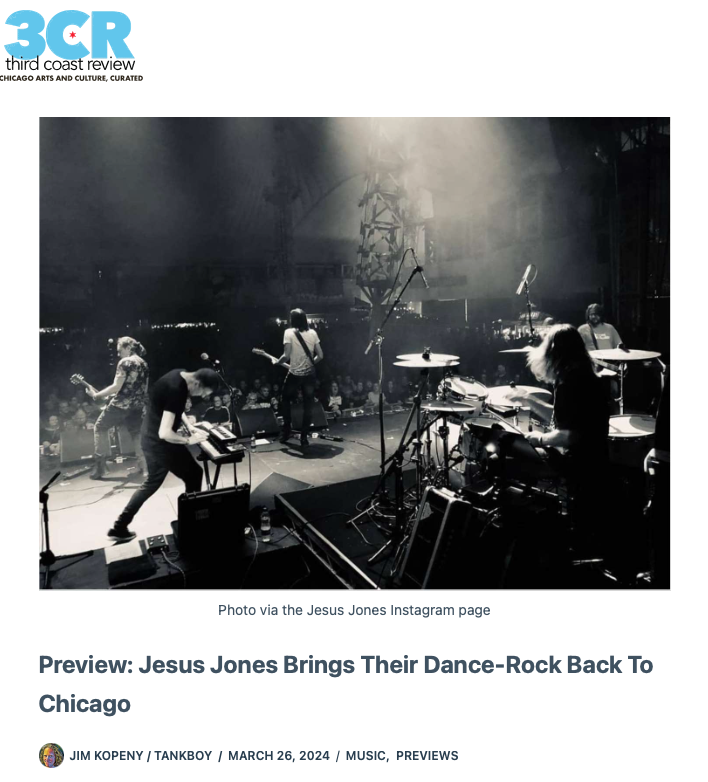 Super stoked for tomorrow's @JesusJonesBand show at @EvanstonSpace! Check out my preview, and if you're in Chicago I hope to see you there! thirdcoastreview.com/2024/03/26/pre…