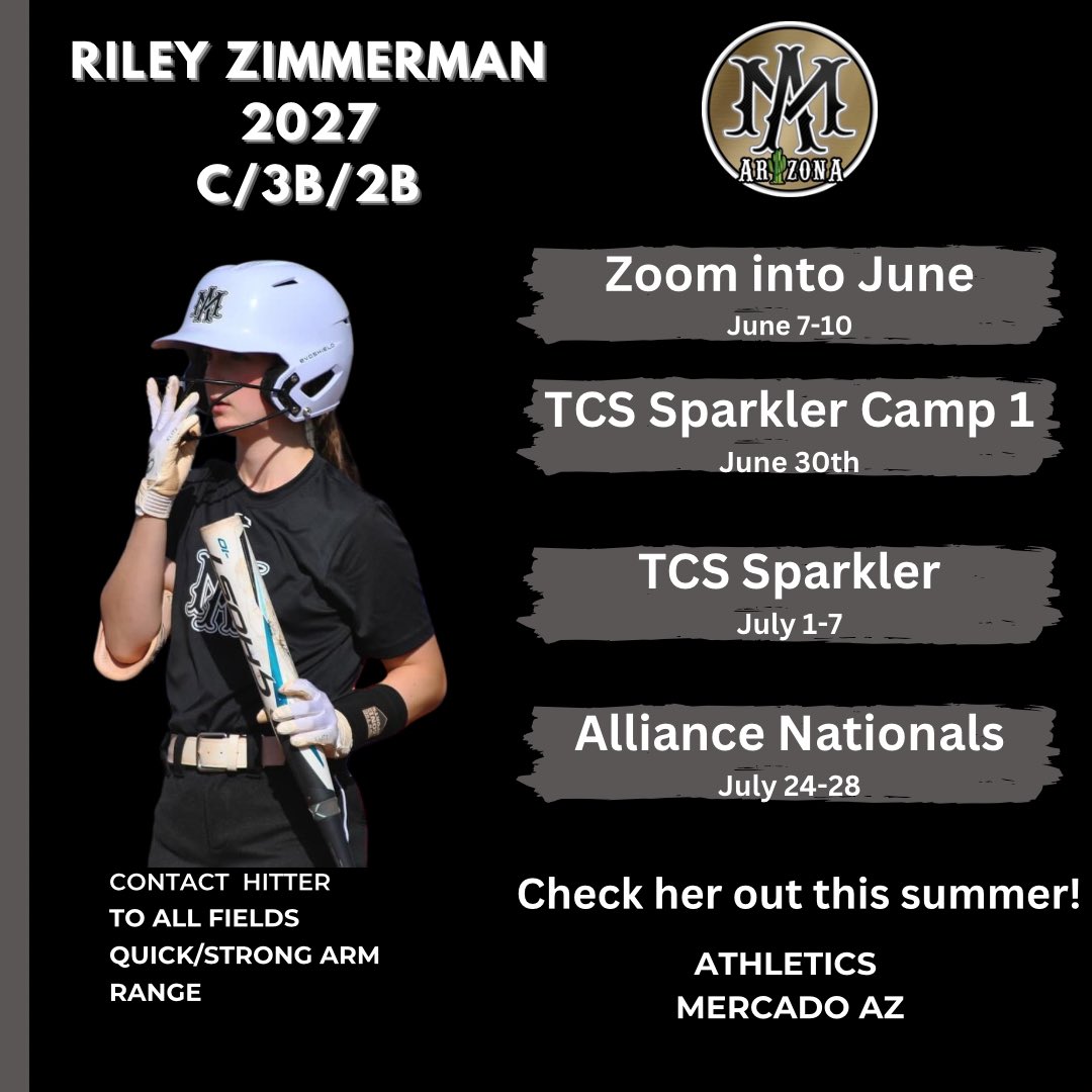 ✔️out Riley Zimmerman C/3B/2B this summer! Athletics Mercado AZ 14U @athleticmercado @los_Stuff @IHartFastpitch @ExtraInningSB @LegacyLegendsS1 @TopPreps @SBRRetweets @coastrecruits @upnextrecruits @FromThe815 @softballdown @factsfastpitch @UncommittedUTR @CBerouty