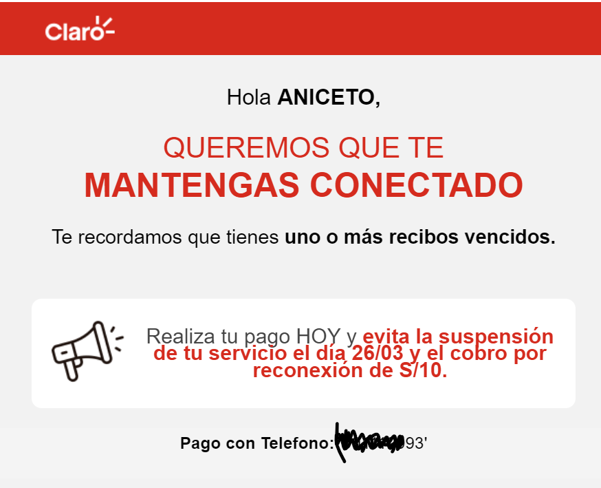 viajeterrestre's tweet photo. ¿De cuántas maneras tengo que avisar a @ClaroPeru que no soy Aniceto y dejen de enviarme sus correos? https://t.co/YQTHU5g86d