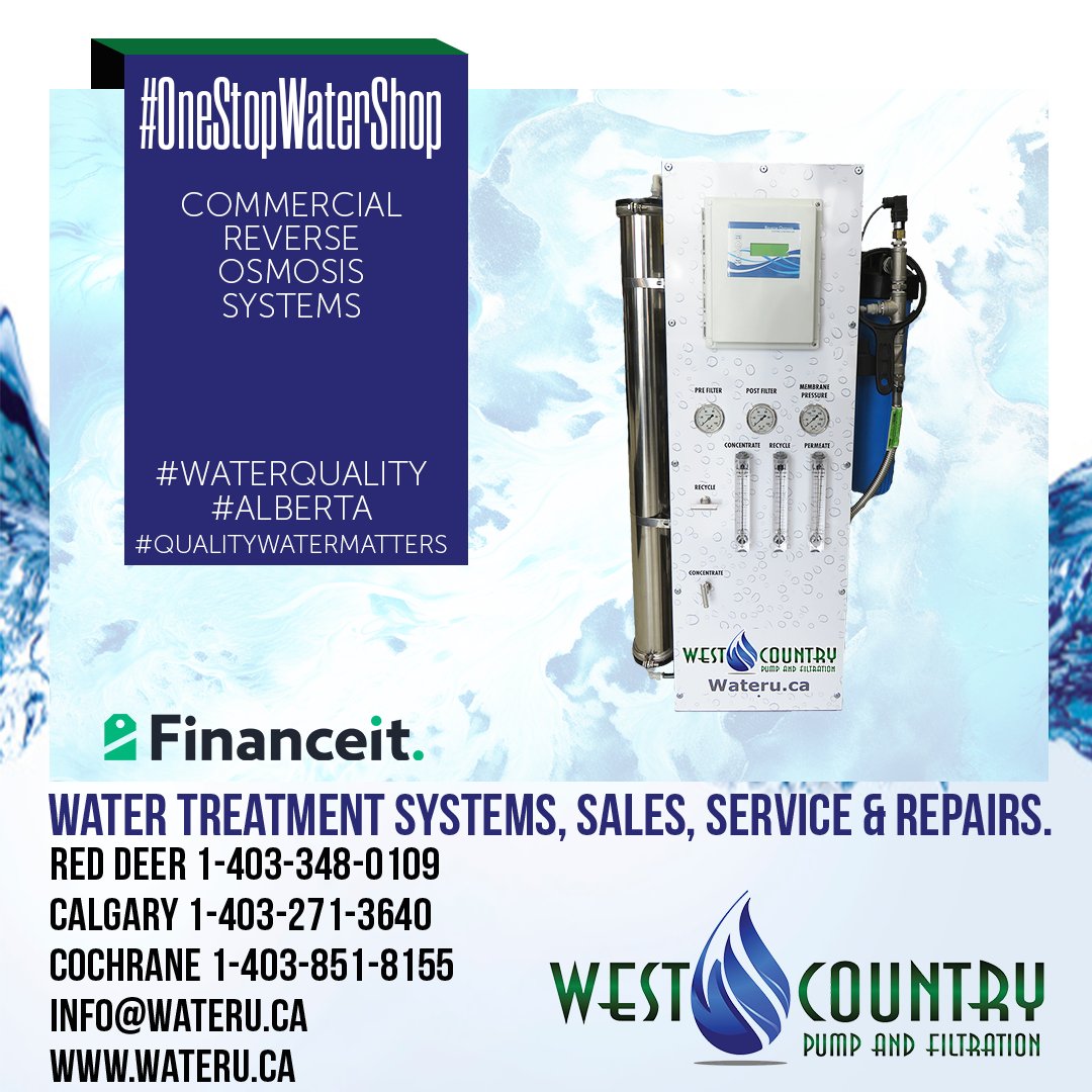 Are you in need of a reliable and efficient water purification system for your business or commercial property? Look no further than West Country Pump!  Say goodbye to contaminants and impurities – Info@wateru.ca 

#westcountrypump #onestopwatershop #reverseosmosis