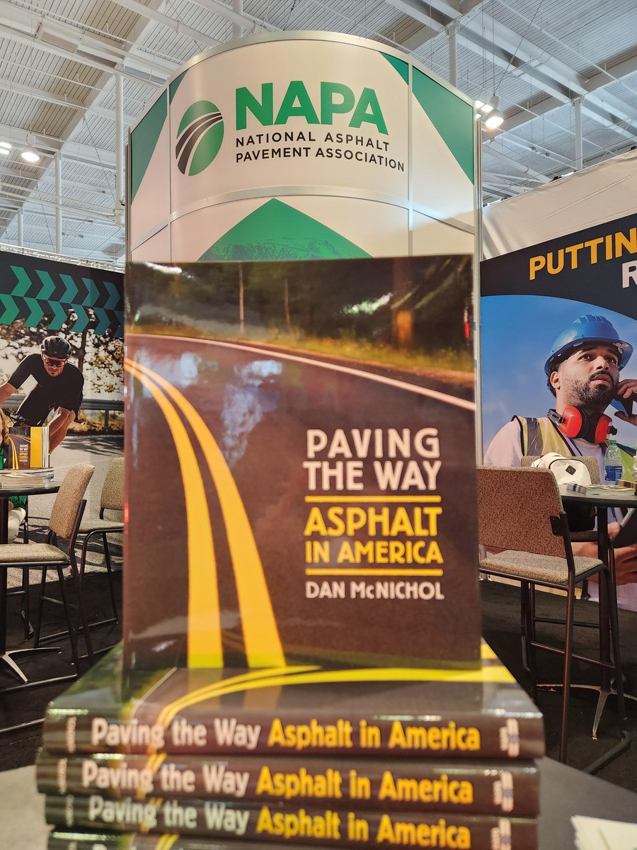 Don't leave #WorldOfAsphalt #WorldOfAsphalt2024 without your #AsphaltPavement book - great for travel reading, kids/families, and coffee tables! Explore the history of Paving in America in pictures. Visit booth 2715 before we run out!