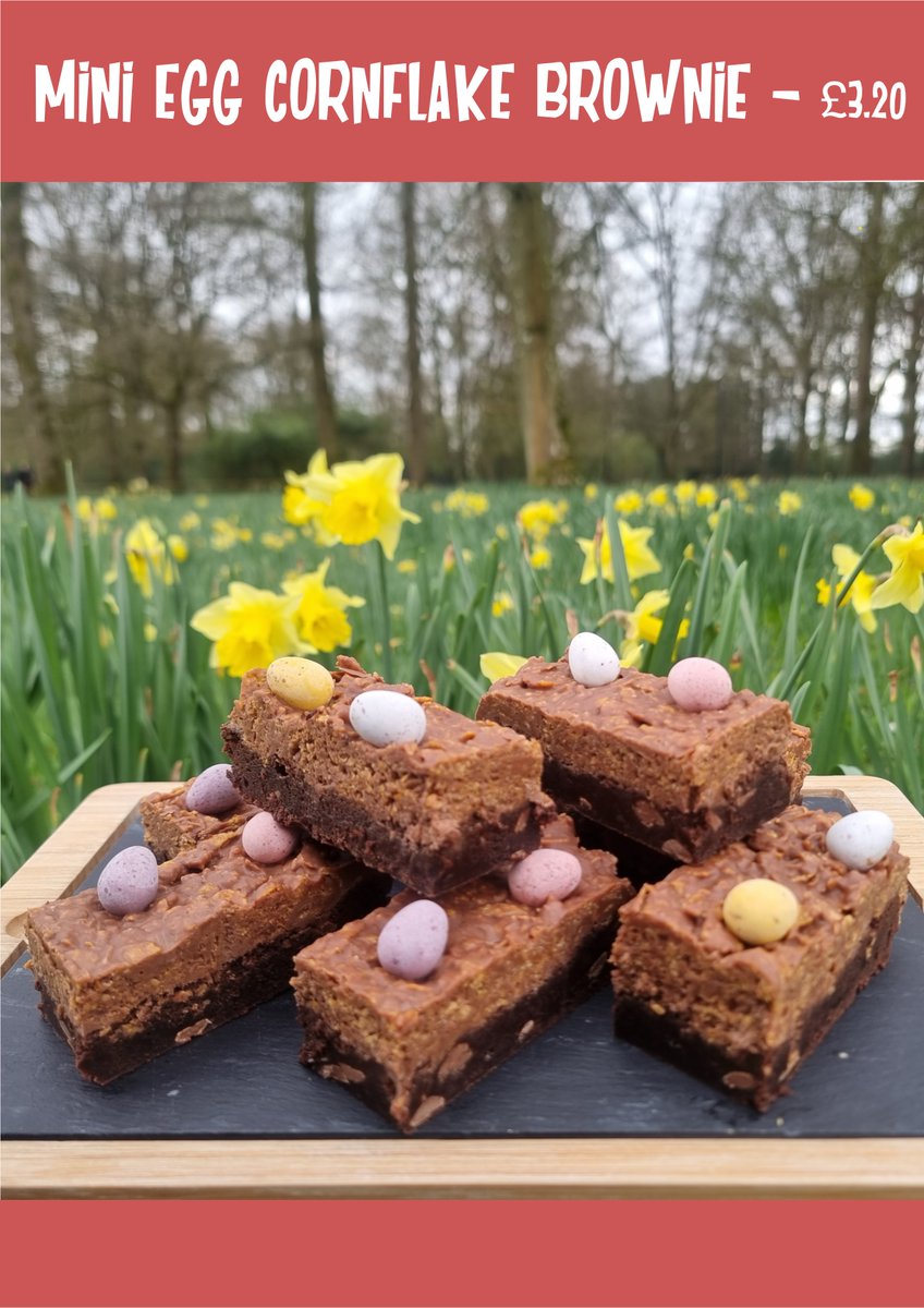 Brand new #Easter specials available at the Park: • A delicious Mini Egg Cookie Dough Dessert made with hot cookie dough, Mini Eggs & Mr Whippy ice cream. • Mini Egg Cornflake Brownie • Strawberry Sundae made with fresh strawberries, strawberry ice cream & whipped cream.