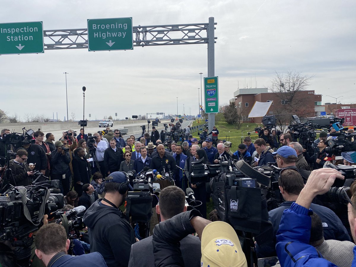 MD Gov Moore gives an update on the Key Bridge collapse, flanked by Sec. Buttigieg and several members of Maryland’s congressional delegation.