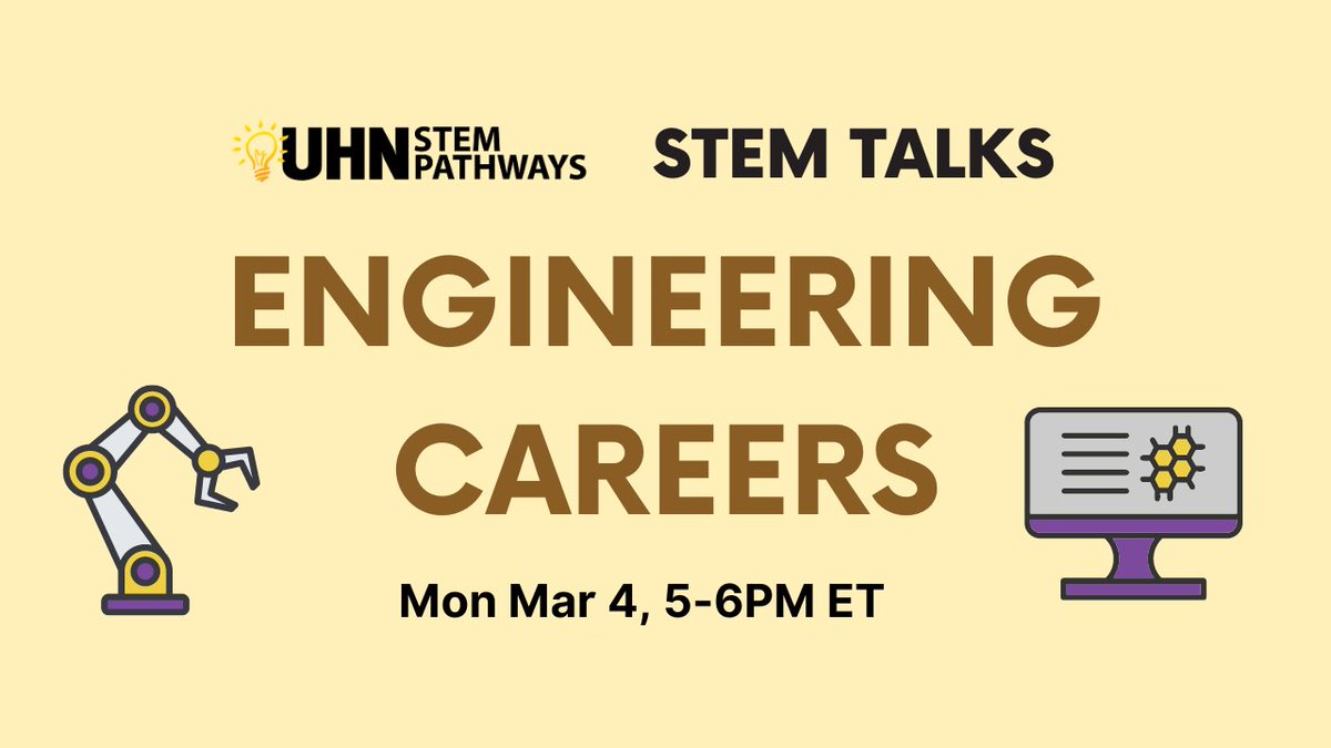 For March, @UHNSTEMPathways highlighted individuals with engineering backgrounds. Check out the recording from their Mar. 4th career panel for youth - featuring @UHN staff and researchers working in this field. Watch the recording here: youtu.be/Lcq116_fT7o