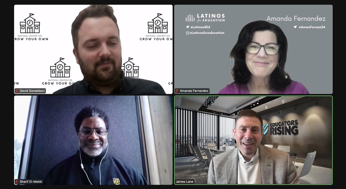 Our CEO @AmanFernan24 spoked today on a @NationalGYO webinar, emphasizing @Latinos4Ed's work and the importance of retaining teachers of color. She addressed challenges like the 'Brown Tax' faced by Latino educators, stressing the need to invest in their professional growth.