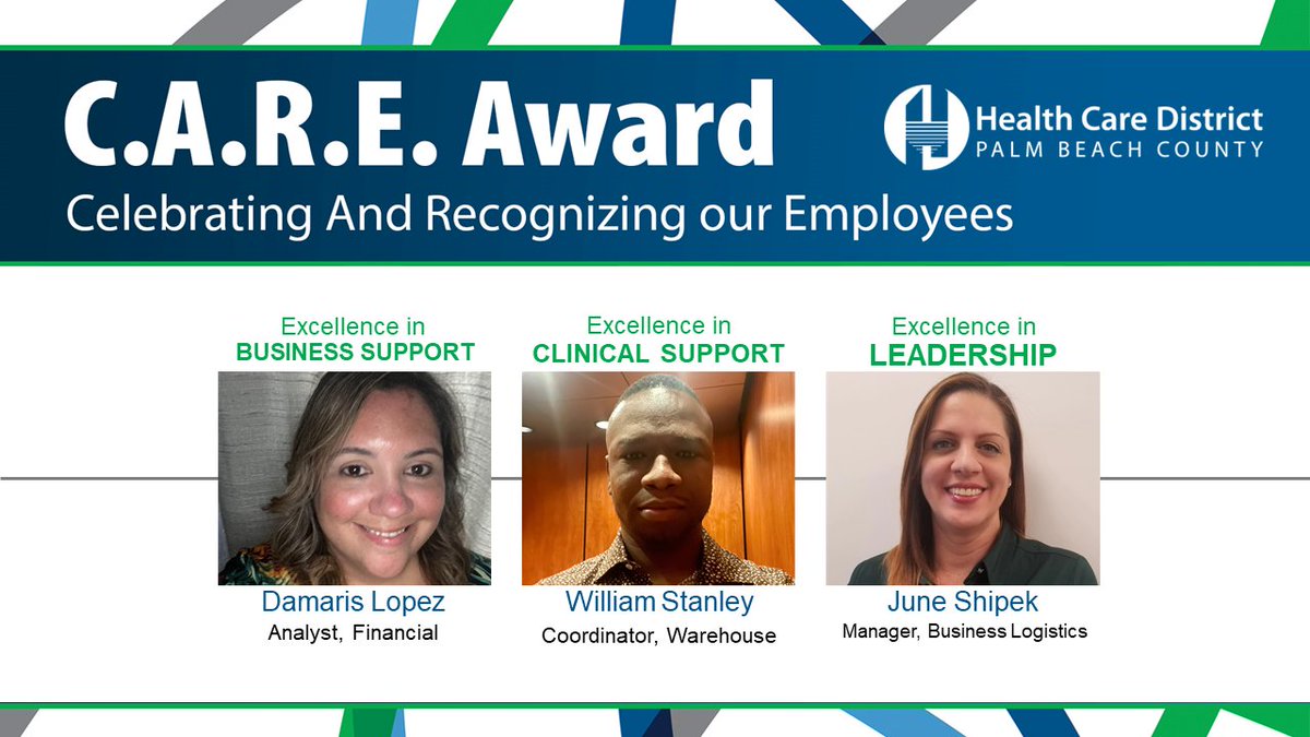 Congratulations to the winners of this quarter's Health Care District C.A.R.E. (Celebrating And Recognizing Our Employees) Awards! These outstanding team members exemplify dedication, excellence and impactful contributions in their roles and we’re proud to have them on our team.