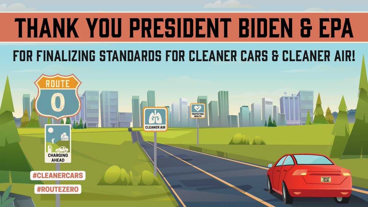 HUGE NEWS! The new #CleanerCars standards mean 7.2 BILLION metric tons LESS pollution by 2055. THANKS @EPA for the strongest ever car standards to clean up our air, limit climate impacts, and save 💰!  🚗⚡💵#RouteZero