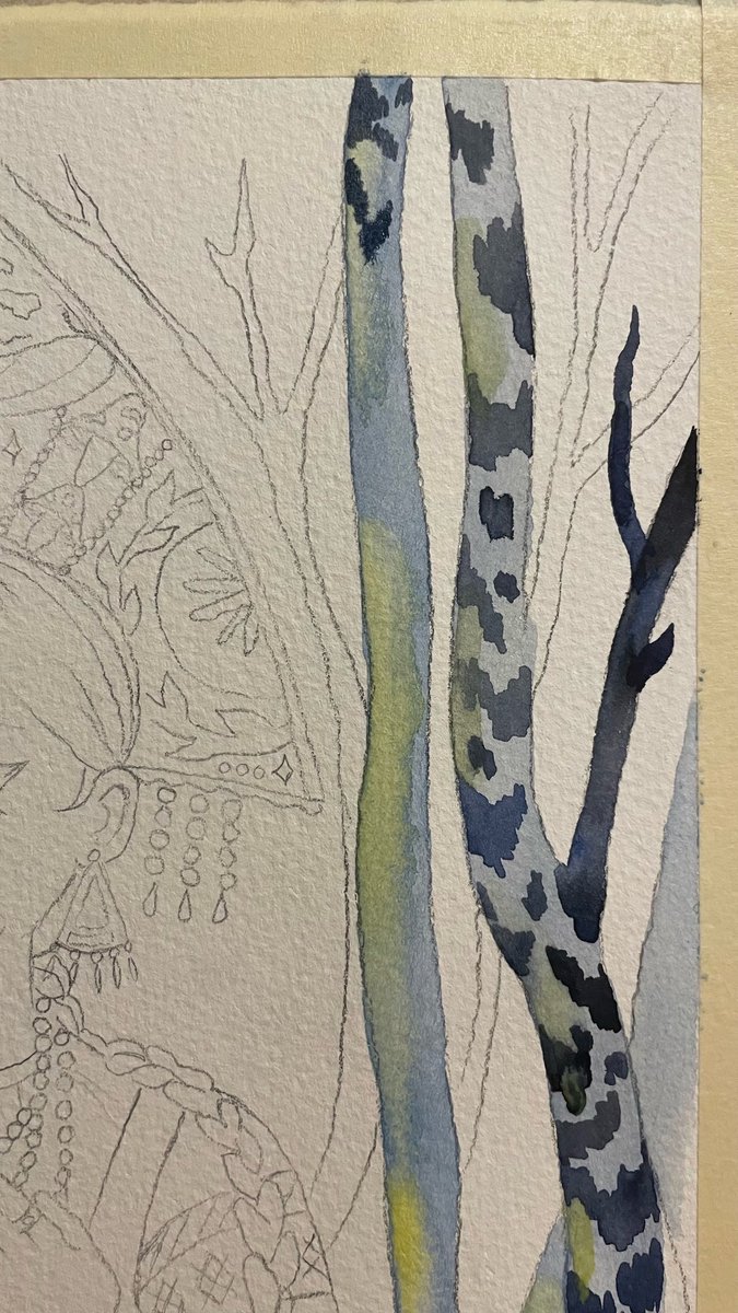 The third work in the course, the theme was red. I really wanted to draw birches x)

#art #watercolor