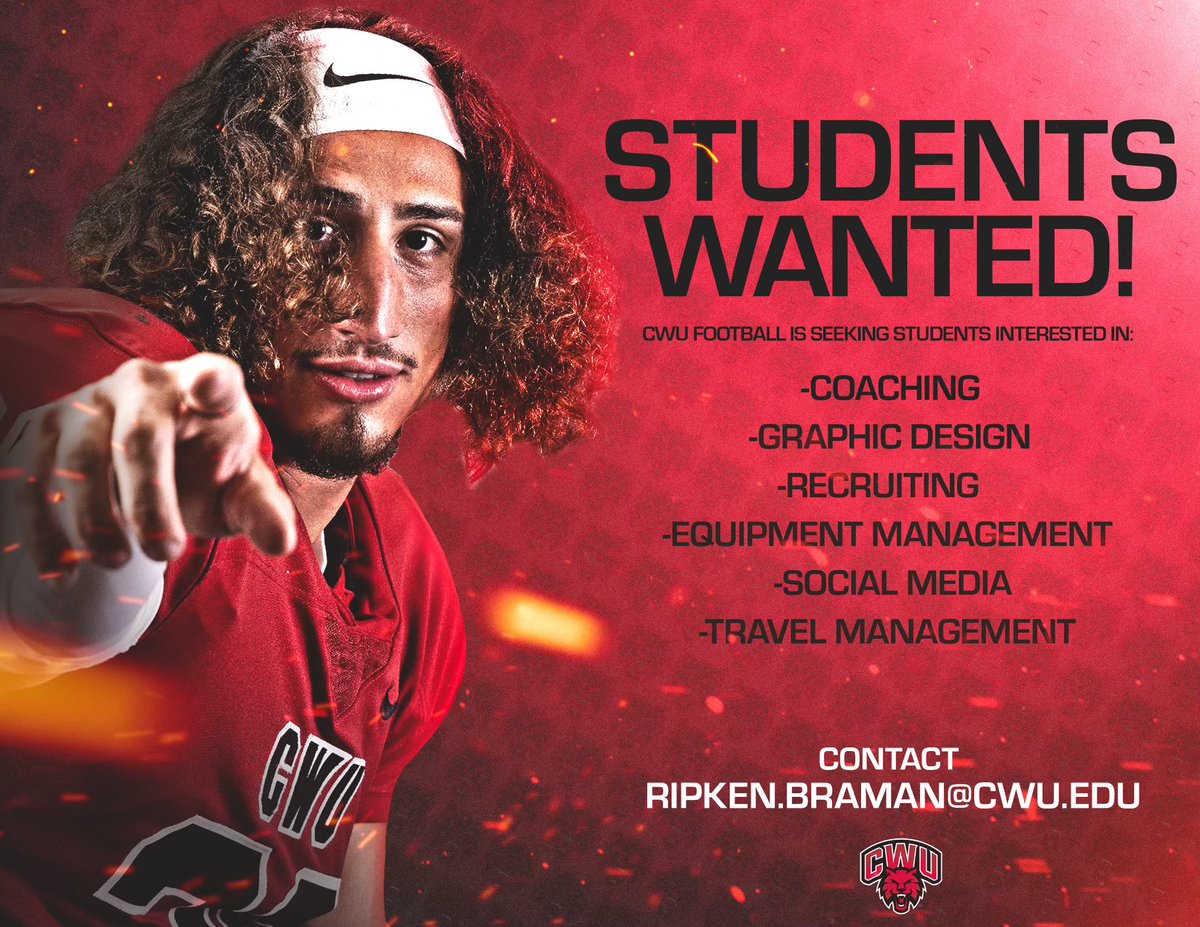 ⚡️CWU STUDENTS⚡️ We are looking for organized, accountable, and self starting student interns. If interested contact: Ripken.Braman@cwu.edu GO CATS!!!