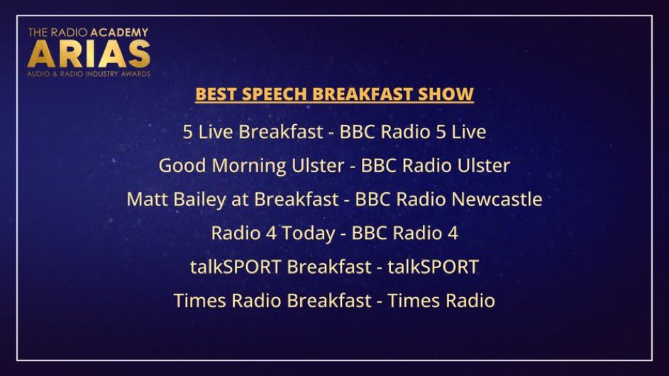 Our fourth nomination in the four years of our existence, so we must be doing something right. That said, we’ve never won, so we must be doing something wrong. Anyway, the main thing is that the people who make the show are a joy to work with, and deserve a bit of credit.