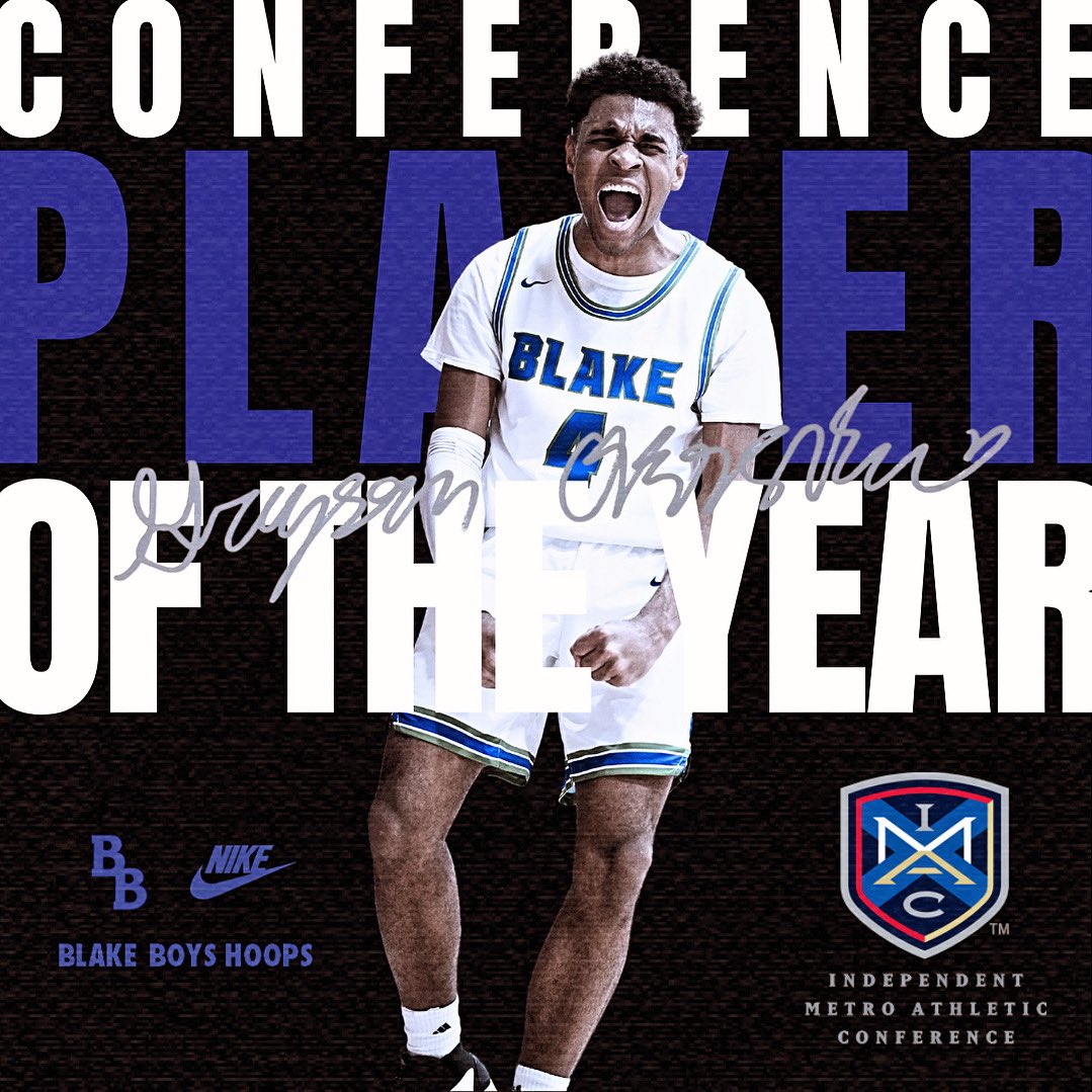 Blake Boys Hoops (@blakeboyshoops) on Twitter photo .<a href="/gokoronkwo24/">Grayson Okoronkwo</a> is POTY‼️
As just announced and voted on by <a href="/IMACMN/">IMAC Minnesota</a> coaches, Grayson becomes Blake’s first ever conference POTY.
This season, Okoronkwo averaged 25/8/5 while shooting 56/39/85 on his way to becoming Blake’s all time leading scorer with 2,245 career points. .<a href="/gokoronkwo24/">Grayson Okoronkwo</a> is POTY‼️
As just announced and voted on by <a href="/IMACMN/">IMAC Minnesota</a> coaches, Grayson becomes Blake’s first ever conference POTY.
This season, Okoronkwo averaged 25/8/5 while shooting 56/39/85 on his way to becoming Blake’s all time leading scorer with 2,245 career points.